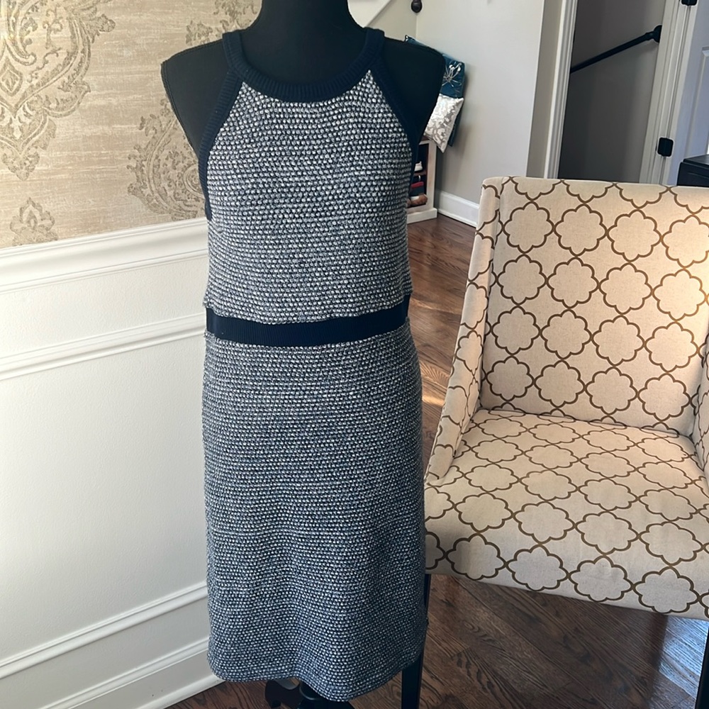 Anthropologie Dolan dress high neck classy mini blue Literatus Knit small